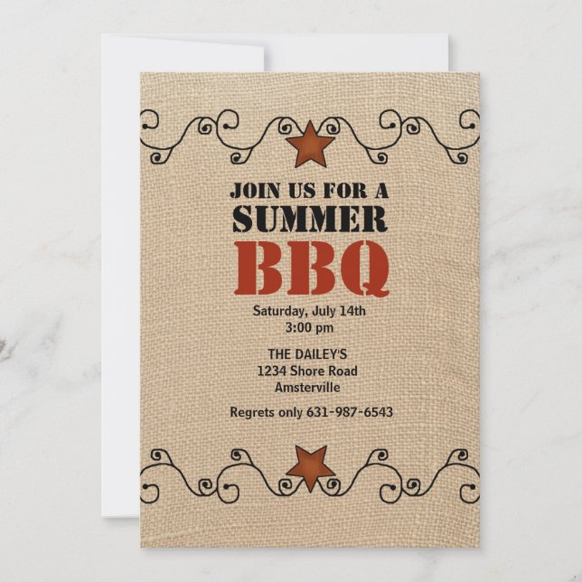 Wired Red Star BBQ Invitation (Front)