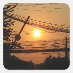 Wired Sunset ... Krung Thep, Thailand Square Sticker