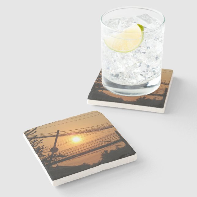 Wired Sunset ... Krung Thep, Thailand Stone Coaster (Side)