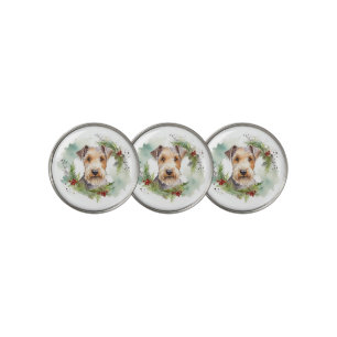Wirefox Terrier Christmas Wreath Festive Pup Golf Ball Marker