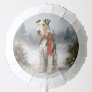 Wirefox Terrier Dog in Snow Christmas Balloon