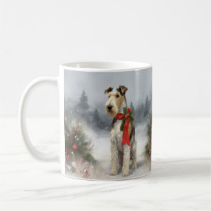 Wirefox Terrier Dog in Snow Christmas Coffee Mug