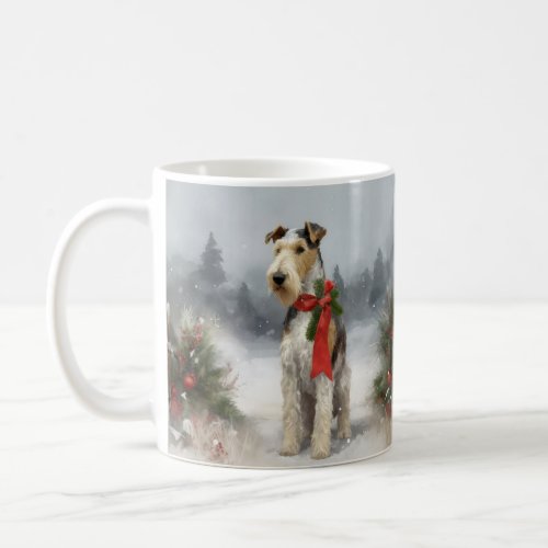 Wirefox Terrier Dog in Snow Christmas Coffee Mug