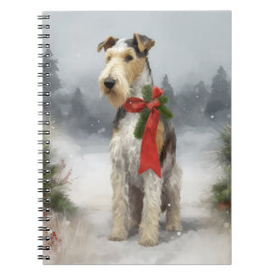 Wirefox Terrier Dog in Snow Christmas Notebook
