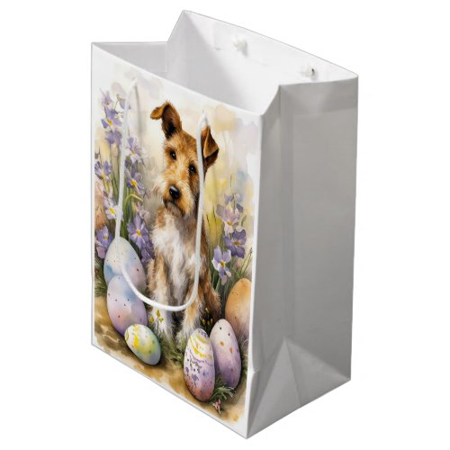 Wirefox Terrier Dog With Easter Eggs Holiday Medium Gift Bag