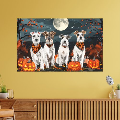 Wirefox Terrier Halloween Spooky  Canvas Print