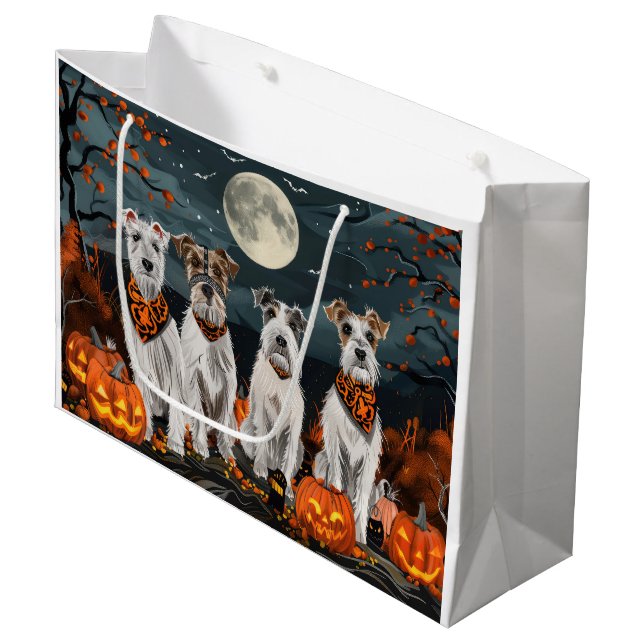 Wirefox Terrier Halloween Spooky  Large Gift Bag (Front Angled)