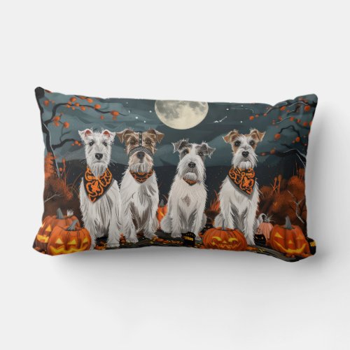 Wirefox Terrier Halloween Spooky  Lumbar Pillow