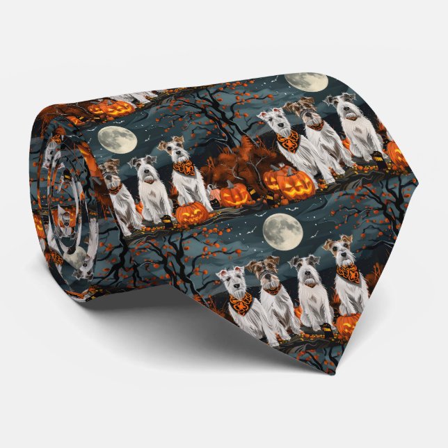 Wirefox Terrier Halloween Spooky  Neck Tie (Rolled)