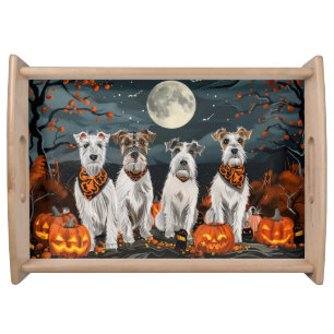 Wirefox Terrier Halloween Spooky  Serving Tray