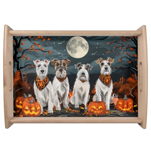 Wirefox Terrier Halloween Spooky  Serving Tray