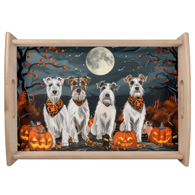 Wirefox Terrier Halloween Spooky  Serving Tray (Front)