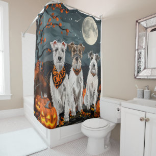 Wirefox Terrier Halloween Spooky Shower Curtain