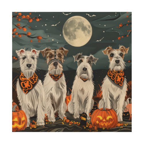 Wirefox Terrier Halloween Spooky  Wood Wall Art