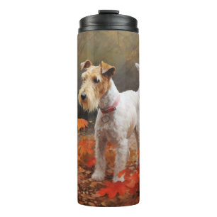 Wirefox Terrier in Autumn Leaves Fall Inspire Thermal Tumbler