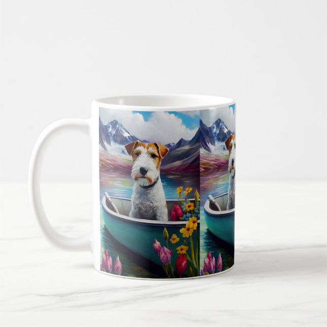 Wirefox Terrier on a Paddle: A Scenic Adventure Coffee Mug (Left)