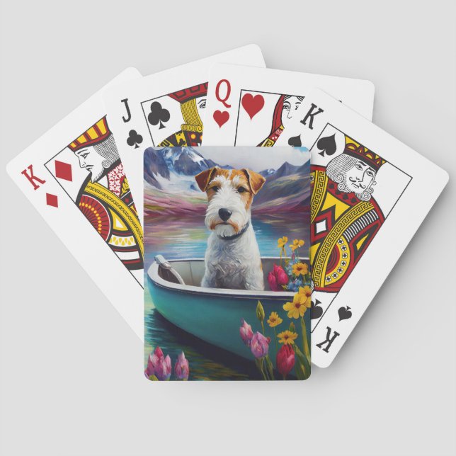Wirefox Terrier on a Paddle: A Scenic Adventure Poker Cards (Back)