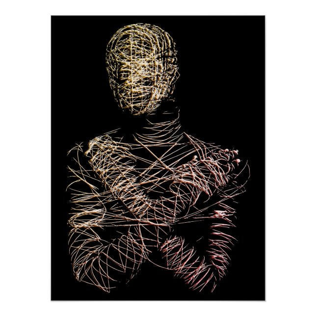 Wireframe Human Figure in Abstract Motion Poster (Front)