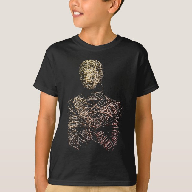 Wireframe Human Figure in Abstract Motion T-Shirt (Front)