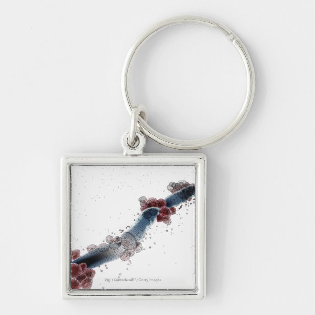 Wireframe microscopic view of candida albicans keychain (Front)