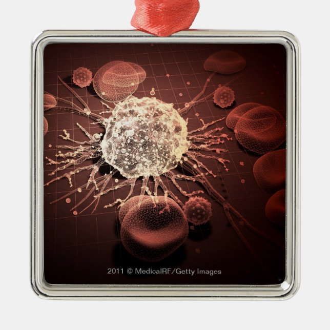 Wireframe of cancer cells metal ornament (Front)