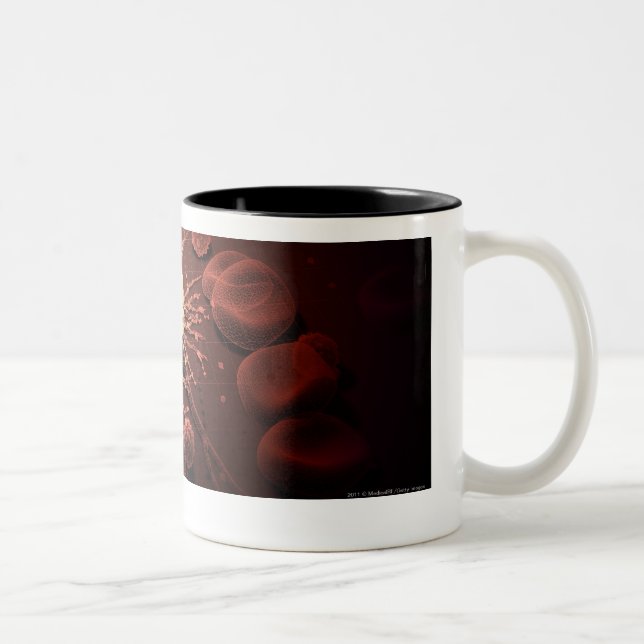 Wireframe of cancer cells Two-Tone coffee mug (Right)