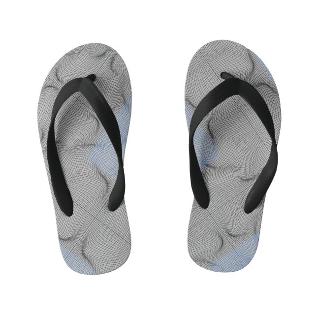 Wireframe pattern 08.B LGrey BG Kid's Flip Flops (Footbed)