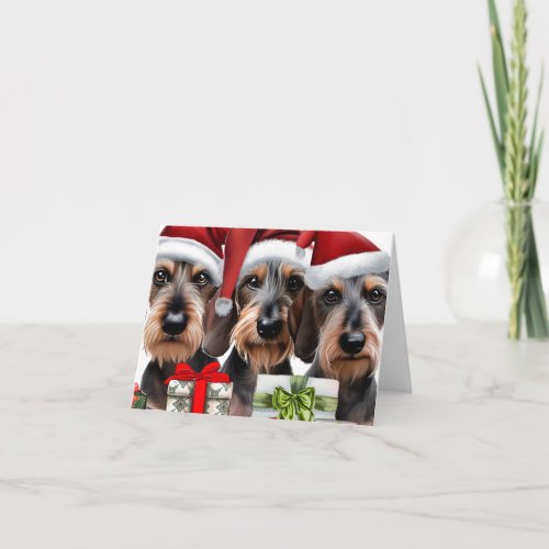 Wirehair Dachshund Christmas Card