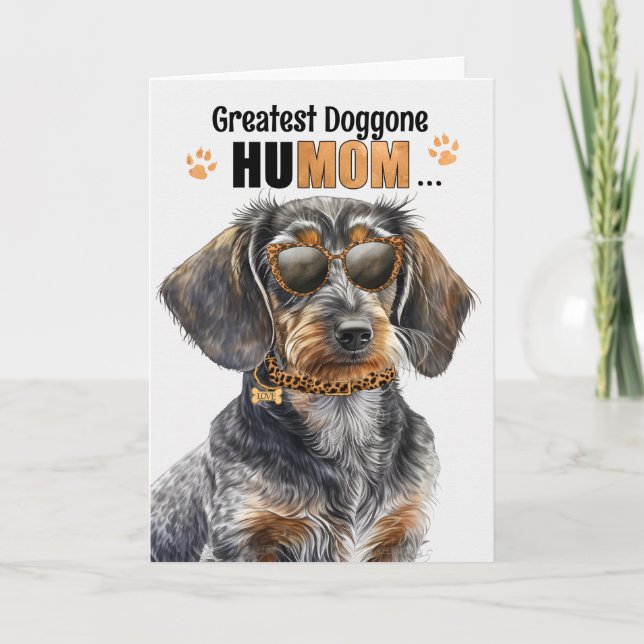 Wirehair Dachshund Dog Greatest HuMOM Mother's Day Holiday Card (Front)