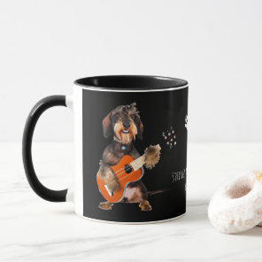 Wirehair Dachshund Playing Acoustic Guitar Mug