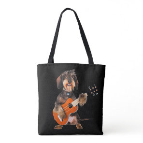 Wirehair Dachshund Playing Acoustic Guitar Tote Bag