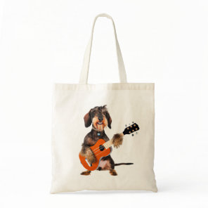 Wirehair Dachshund Playing Acoustic Guitar Tote Bag