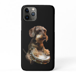 Wirehair Dachshund Playing Drums iPhone 11 Pro Case