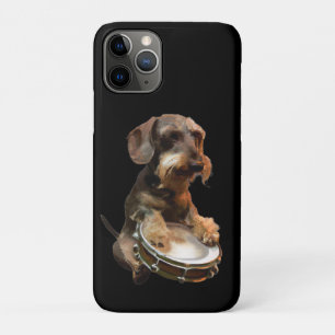 Wirehair Dachshund Playing Drums iPhone 11 Pro Case