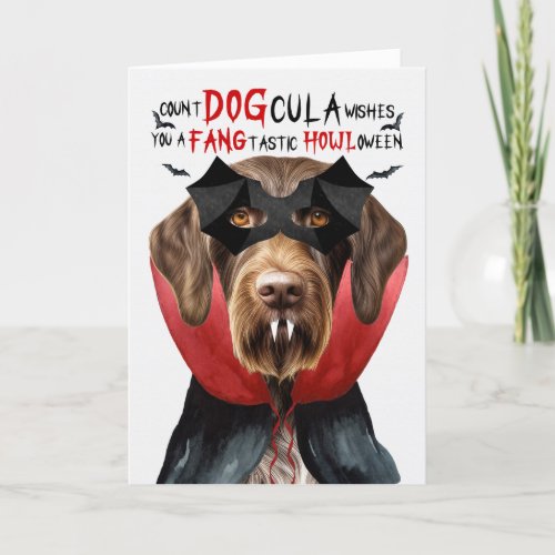Wirehair Pointer Dog Funny Count DOGcula Halloween Holiday Card