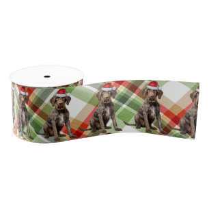 Wirehair Pointer Holiday Plaid Funny Dog Christmas Grosgrain Ribbon