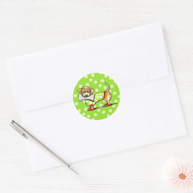 Wirehaired Dachshund Apple Classic Round Sticker (Envelope)