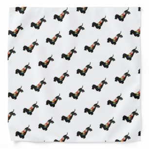Wirehaired Dachshund Bohemian Floral Silhouette Ba Bandana