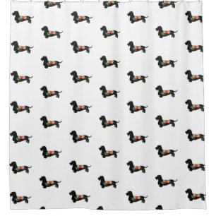 Wirehaired Dachshund Bohemian Floral Silhouette Shower Curtain