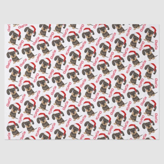 Wirehaired Dachshund Christmas Custom Name Dog Tissue Paper (Front)