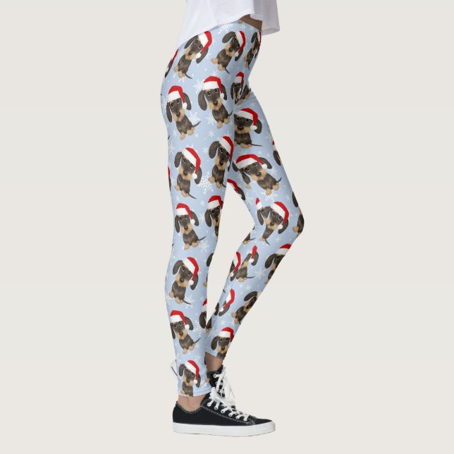 Wirehaired Dachshund Christmas Dog Holiday Leggings (Right)