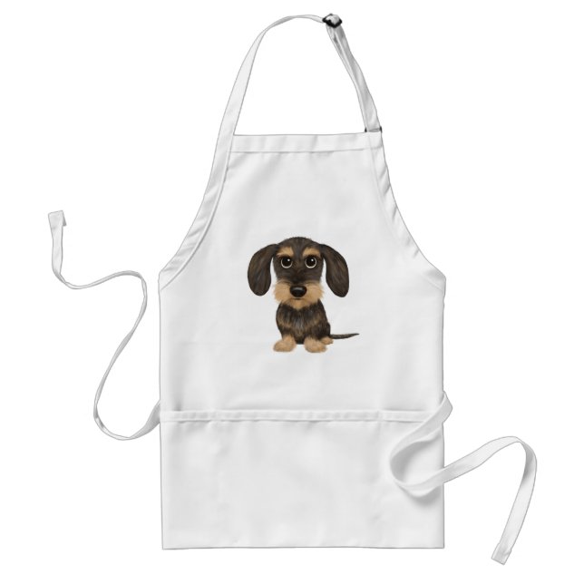 Wirehaired Dachshund | Cute Cartoon Dog Teckel Adult Apron (Front)