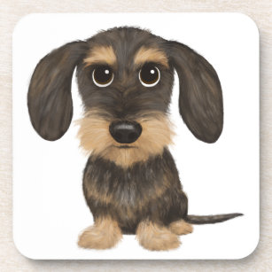 Wirehaired Dachshund   Cute Cartoon Dog Teckel Beverage Coaster