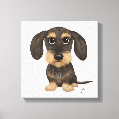Wirehaired Dachshund  Cute Cartoon Dog Teckel Canvas Print