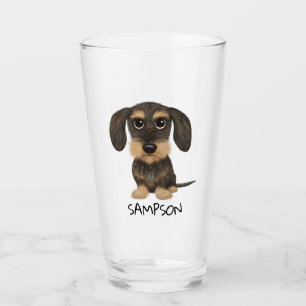 Wirehaired Dachshund Cute Cartoon Dog Teckel Glass