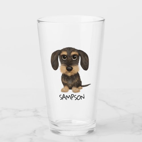 Wirehaired Dachshund  Cute Cartoon Dog Teckel Glass