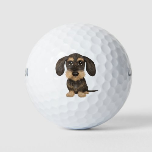Wirehaired Dachshund  Cute Cartoon Dog Teckel Golf Balls