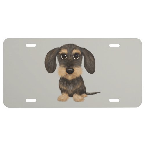 Wirehaired Dachshund  Cute Cartoon Dog Teckel License Plate