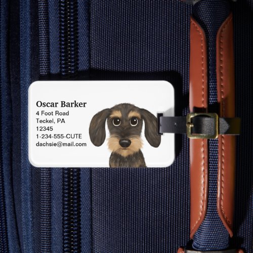 Wirehaired Dachshund  Cute Cartoon Dog Teckel Luggage Tag