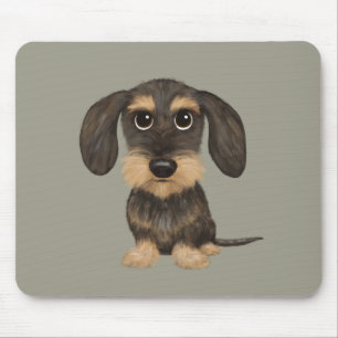 Wirehaired Dachshund   Cute Cartoon Dog Teckel Mouse Pad